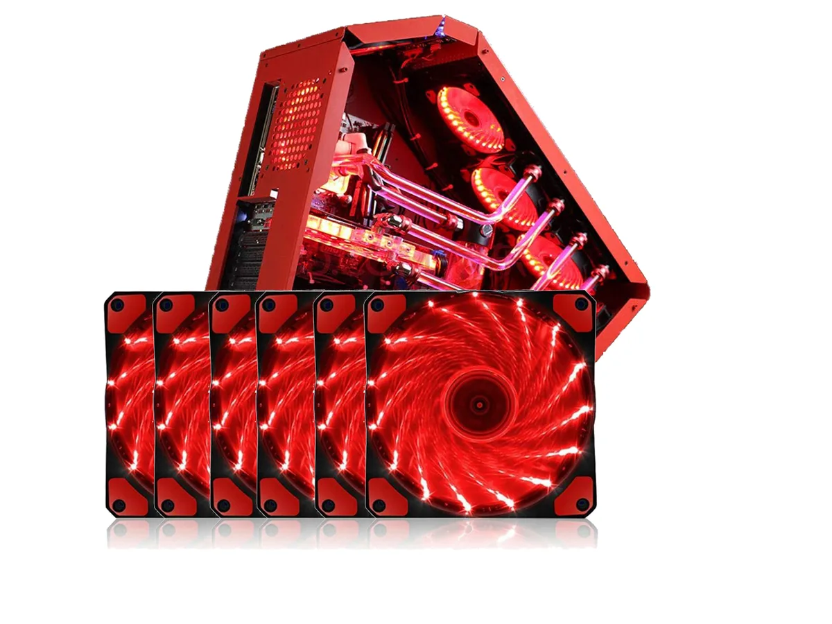 sakose sakose 12025-LED 120 mm case fan 15 LED 1100 RPM 18 dBA 6 pack — foto produk