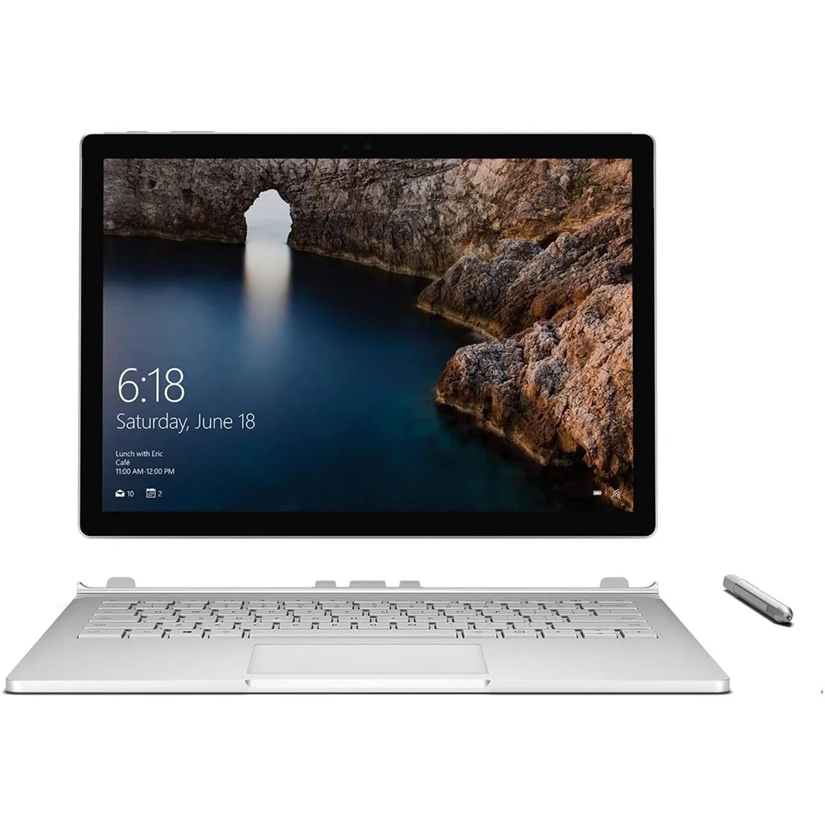 Silver 13.5-inch 2-in-1 laptop with detachable touchscreen and magnesium finish