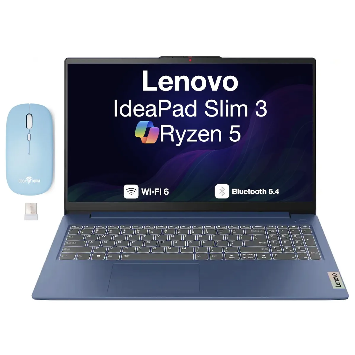Abyss Blue Lenovo IdeaPad Slim 3 laptop closed, 15.6 inch form factor