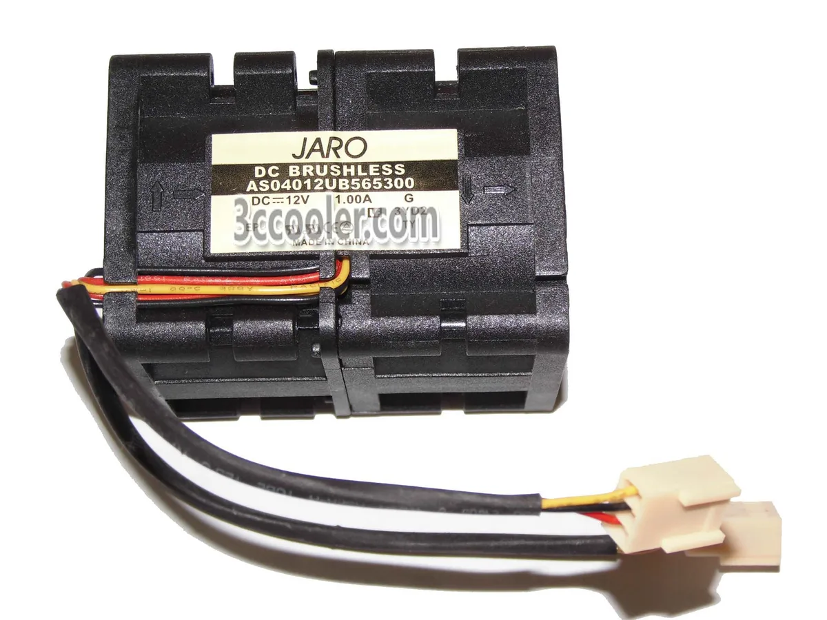 Two black 40 by 56 millimetre fans with three pin connectors