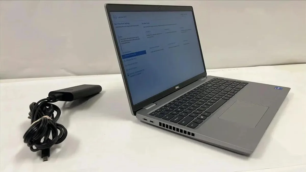 Silver Dell Latitude 5521 15.6 inch laptop with numeric backlit keyboard