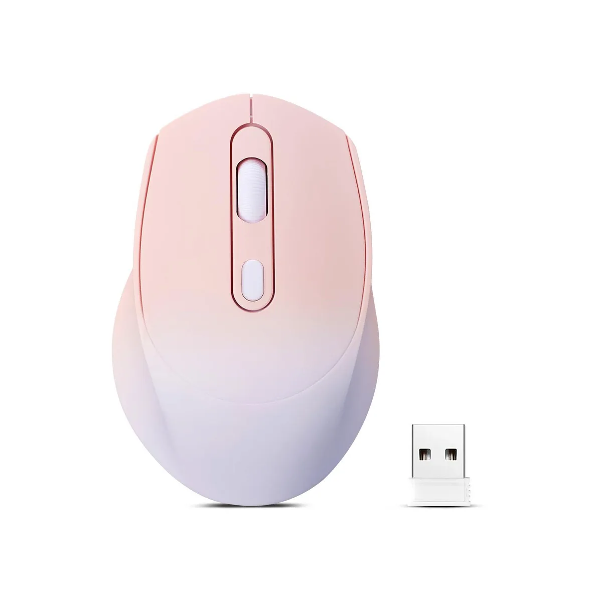 Small gradient pink wireless mouse with slim ergonomic shape