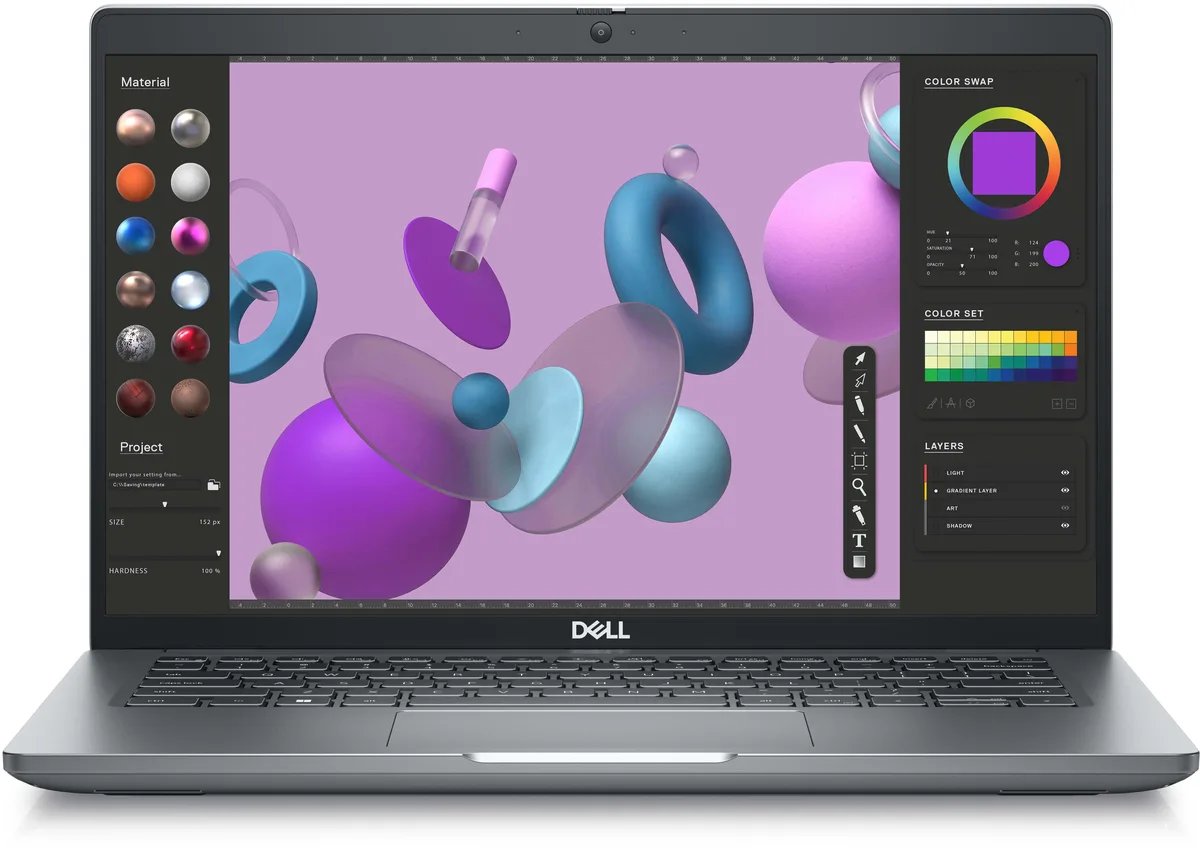 Silver 14-inch Dell Precision 3480 laptop closed, smooth matte finish, non-touch display lid