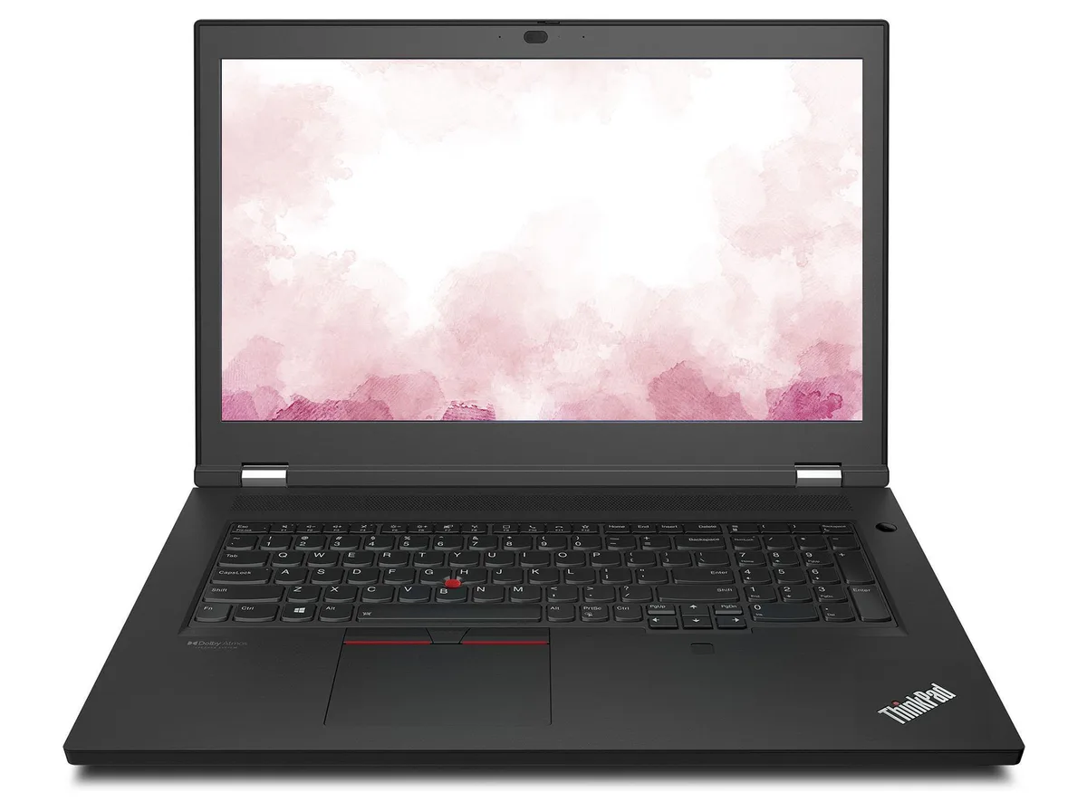 Black 17.3 inch ThinkPad P17 Gen 2 mobile workstation with full-size keyboard and numeric keypad