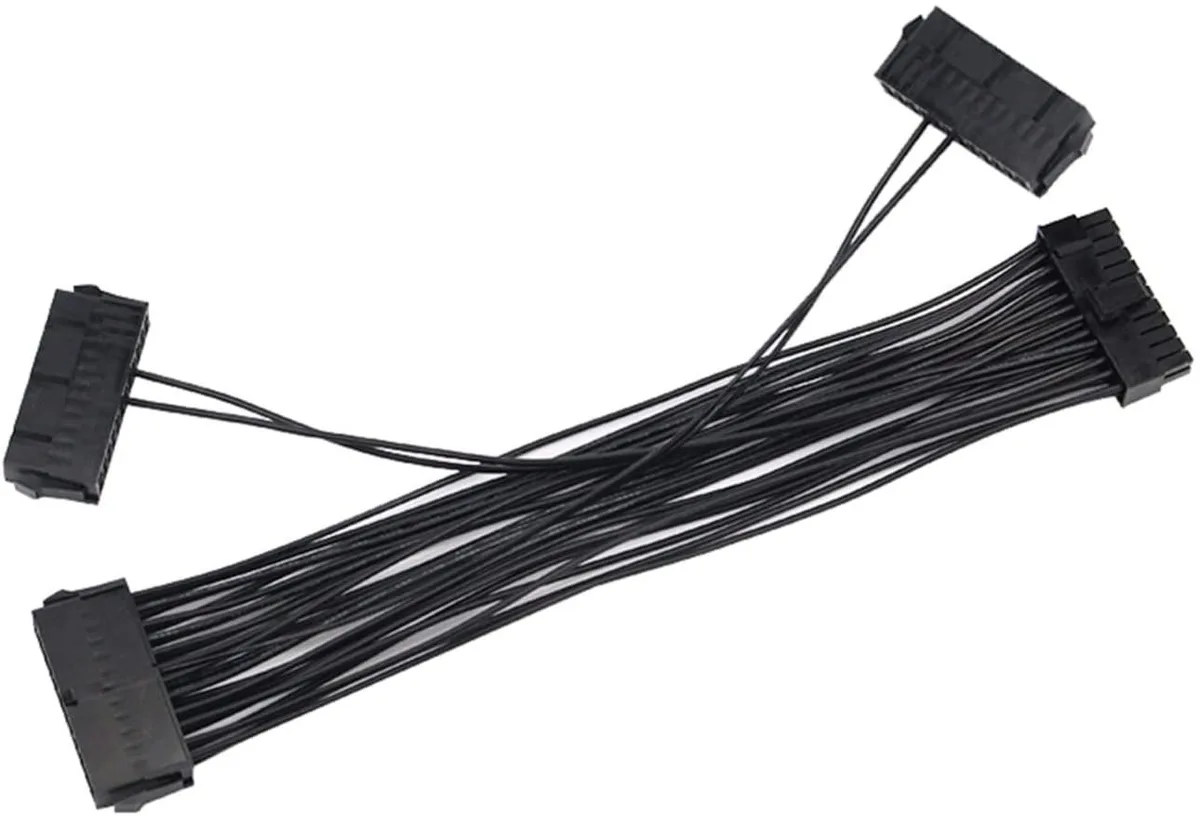 Black 24-pin dual PSU adapter cable 30cm