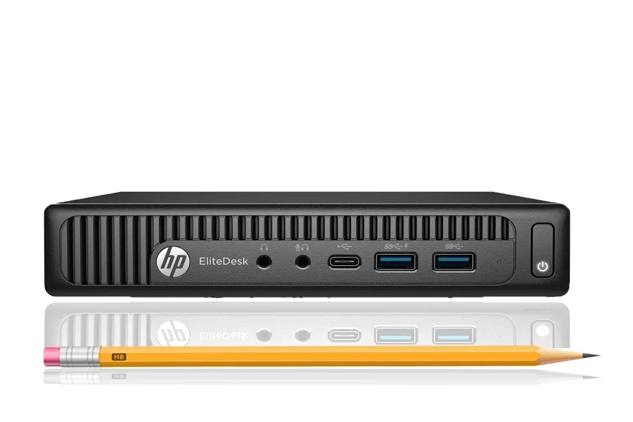 Small black HP 800 G2 Mini desktop unit