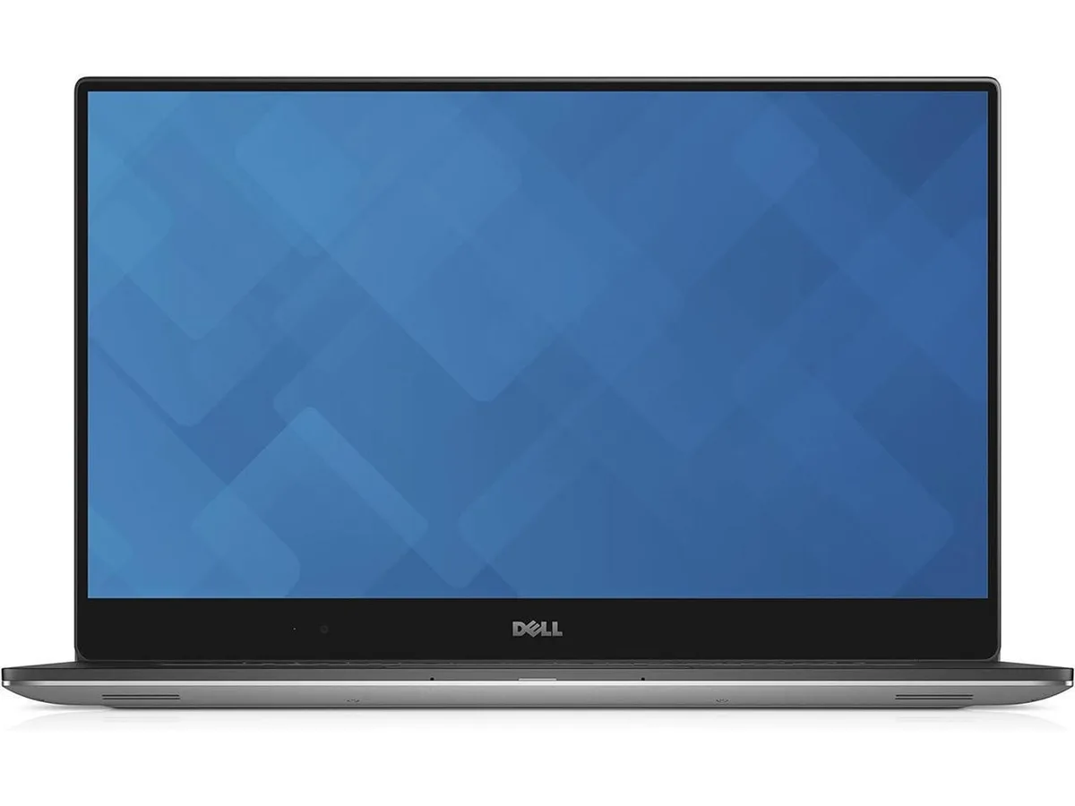 Silver mobile workstation laptop, 15.6 inch screen, thin profile, Dell Precision 5510 branding