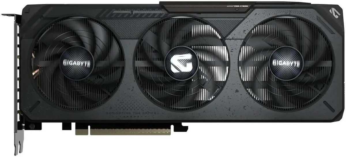 Black dual-fan ATX graphics card, 280 x 117 x 40 mm