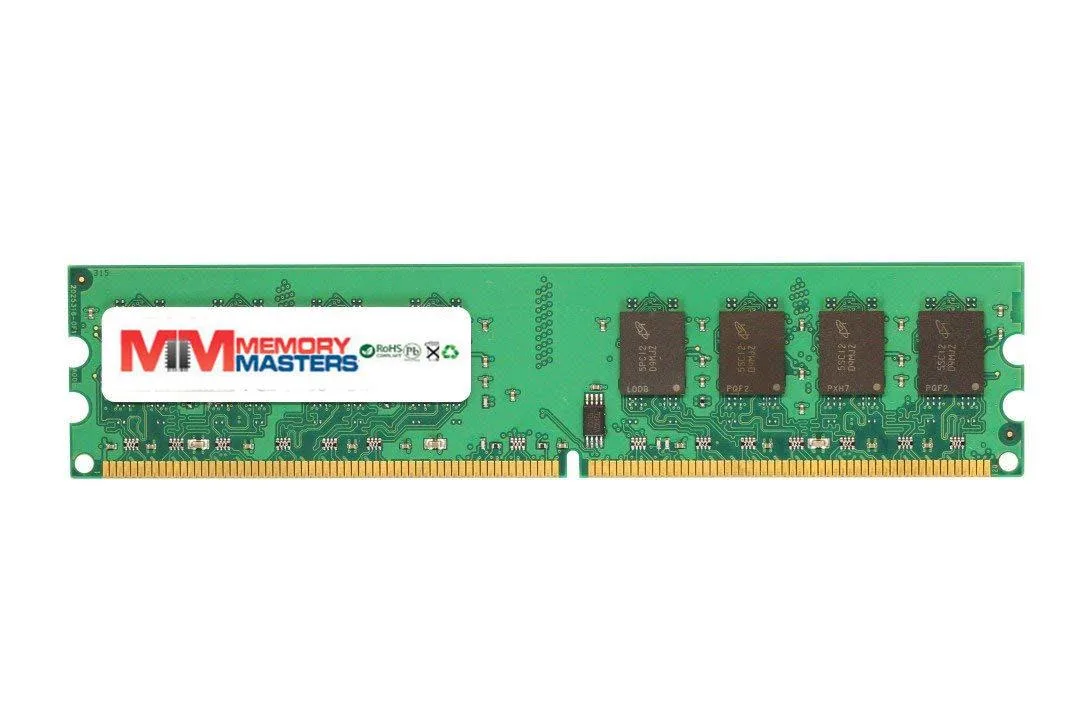 Green rectangular DDR2 desktop DIMM with 240 gold pins and black chips