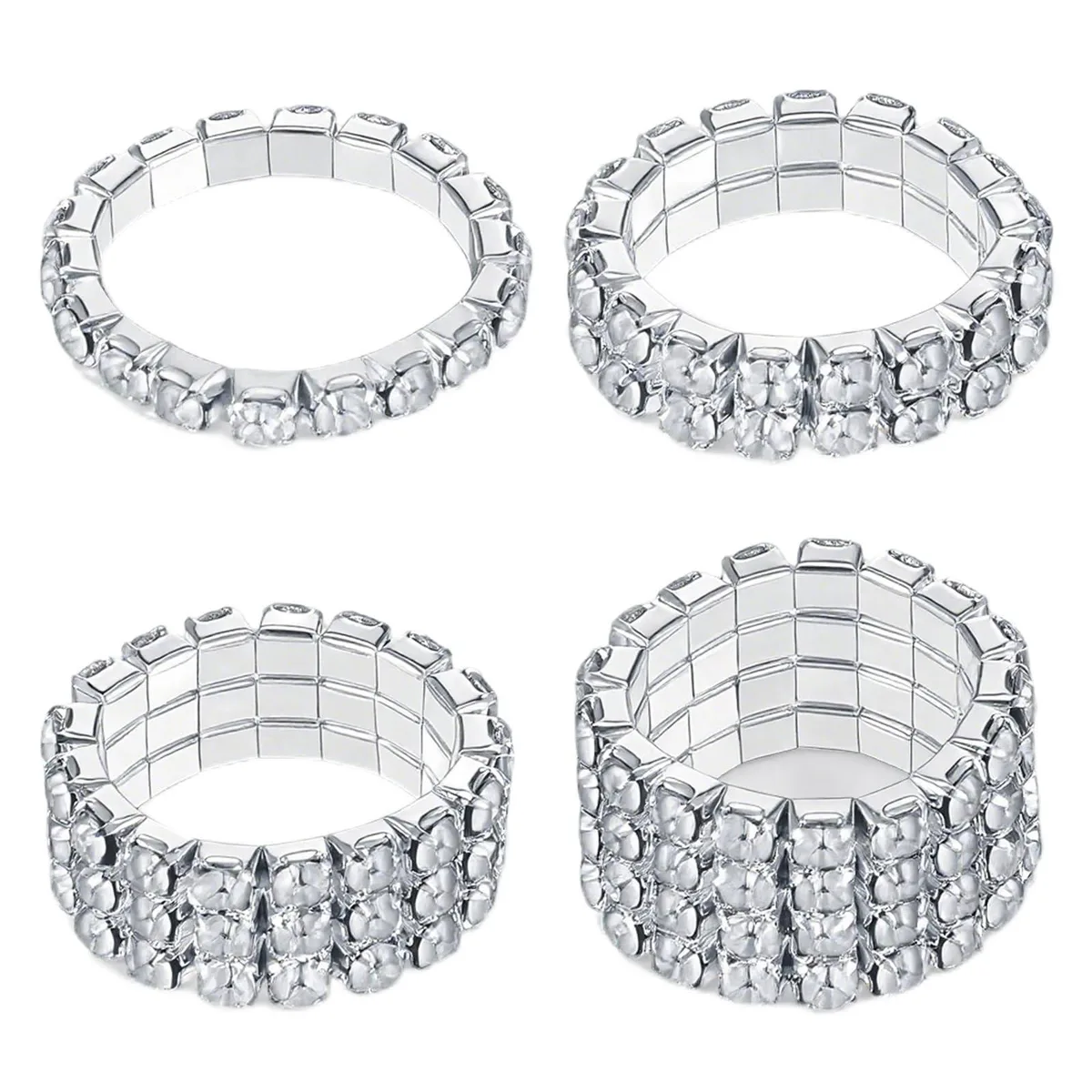 Yuomeaz 5213PVKK5647 ring set 4 pcs silver zinc .3 .6 .8 1.2 cm — ürün fotoğrafı