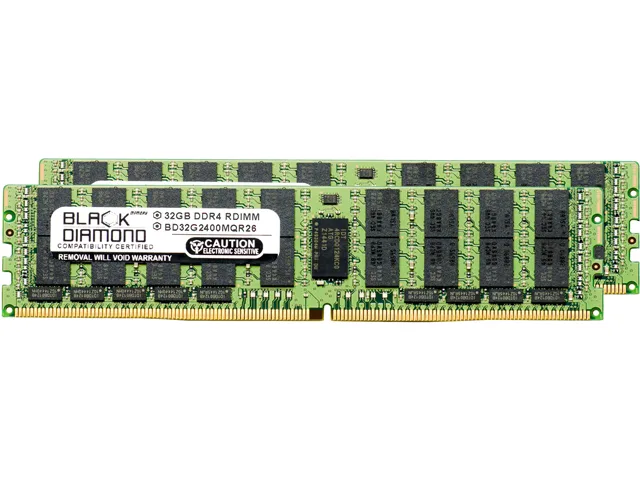 Black Diamond Memory Black Diamond Memory BD32GX22400MQR96 64GB (2x32GB) DDR4 2400 ECC Registered LRDIMM server RAM — photo du produit