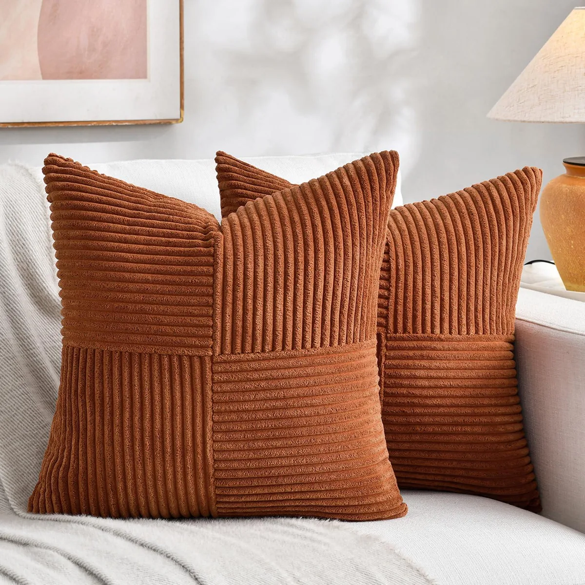 CANMOV 29906 2-Pack Corduroy Pillow Covers 45.72 cm Round — 商品照片