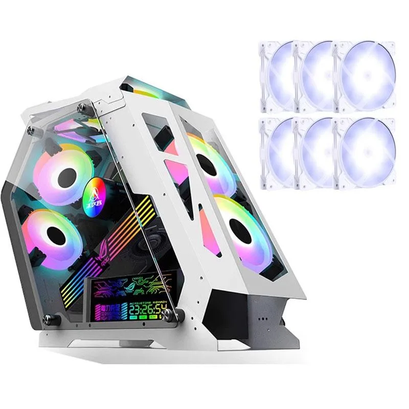 Corn Electronics Corn Electronics Alien Irregular PC Case White 120mm Fan×6 240mm Radiator 330mm GPU 165mm CPU Cooler — product photo