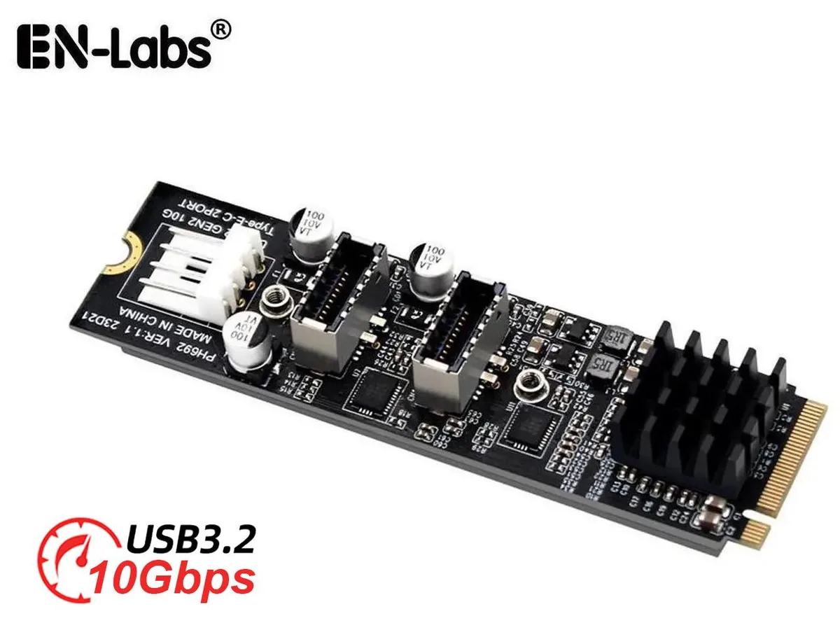 EN-Labs EN-Labs M.2 M-key NVMe to 2× USB 3.2 Type-E 20-pin expansion card — fotografija proizvoda