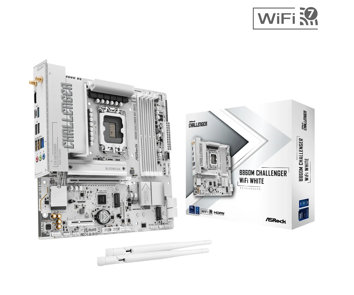 ASRock ASRock B860M Challenger WiFi White Intel motherboard — product photo