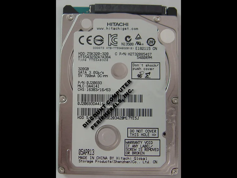 HGST HGST Travelstar Z5K320 HTS543232A7A384Product 320GB 5400 RPM 7mm laptop hard drive — 제품 사진