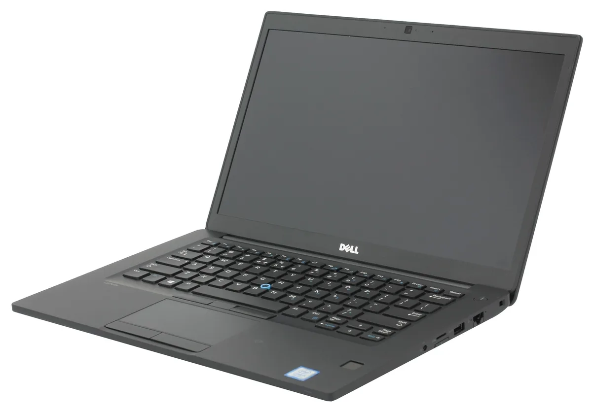 Silver Dell Latitude 7480 laptop closed, 13 inch screen, compact business form factor