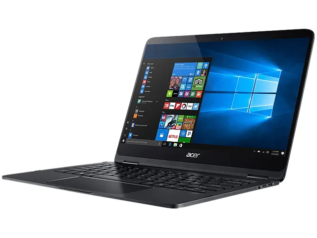 Black Acer Spin convertible laptop closed showing 14 inch touchscreen