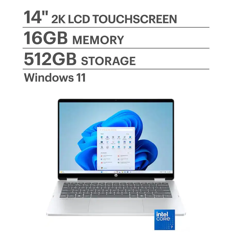 HP HP OmniBook 5 Flip 14-fp0023dx 14" Touch Laptop Intel Core 7 150U 16GB 512GB Glacier Silver — product photo