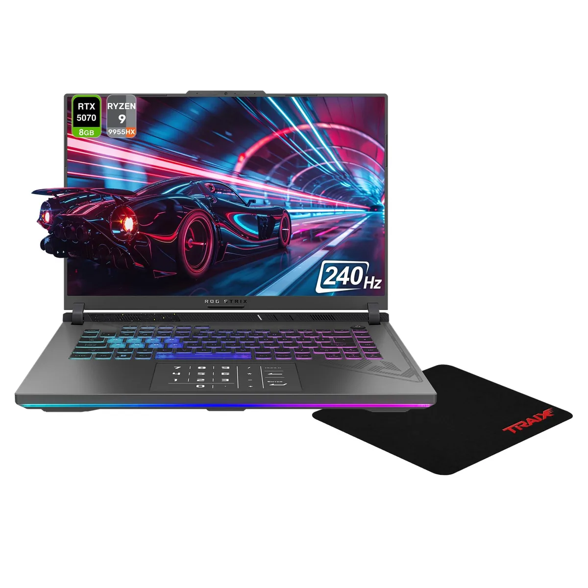Eclipse Gray 16 inch gaming laptop with backlit keyboard