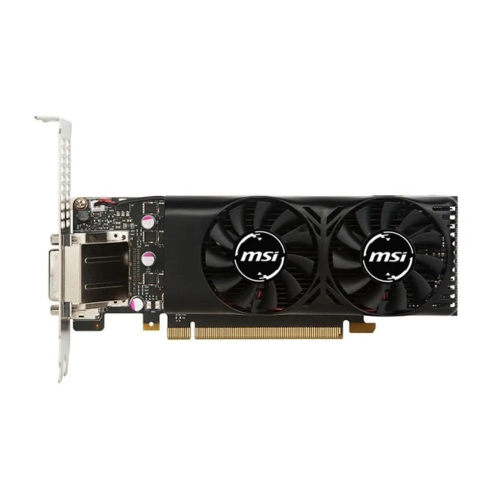 MSI GeForce GTX 1050 low-profile graphics card with single fan and metal bracket