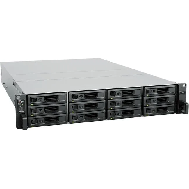 Silver 2U rackmount chassis with twelve front drive bays