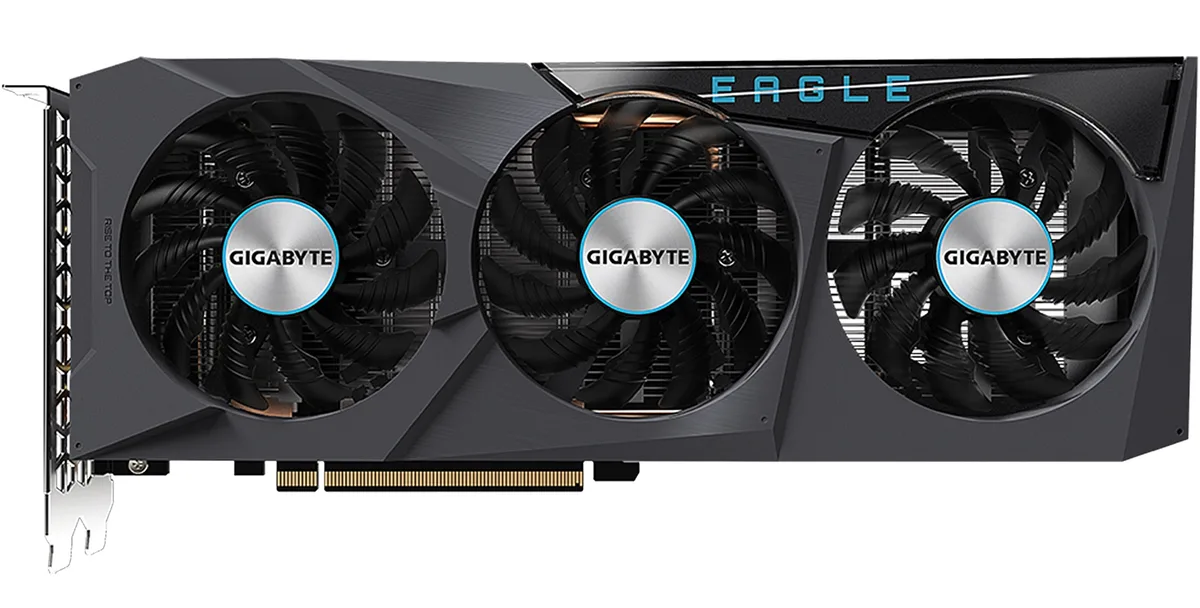 Gigabyte Radeon RX 6600 Eagle graphics card, triple-fan cooler, metal backplate, two HDMI and two DisplayPort outputs