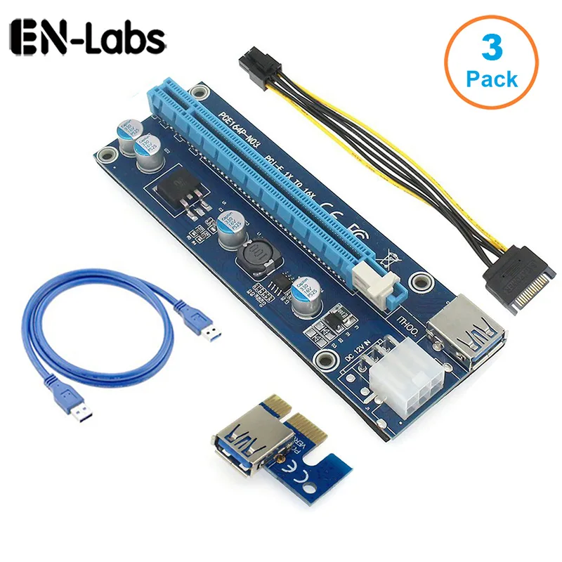 EN-Labs EN-Labs 006C PCIe 1x to 16x Riser Card 3-Pack — foto produk