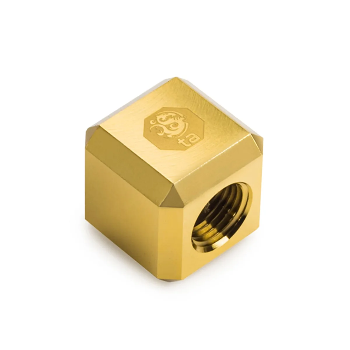 Two brass T-block fittings with three G1/4-inch threads each