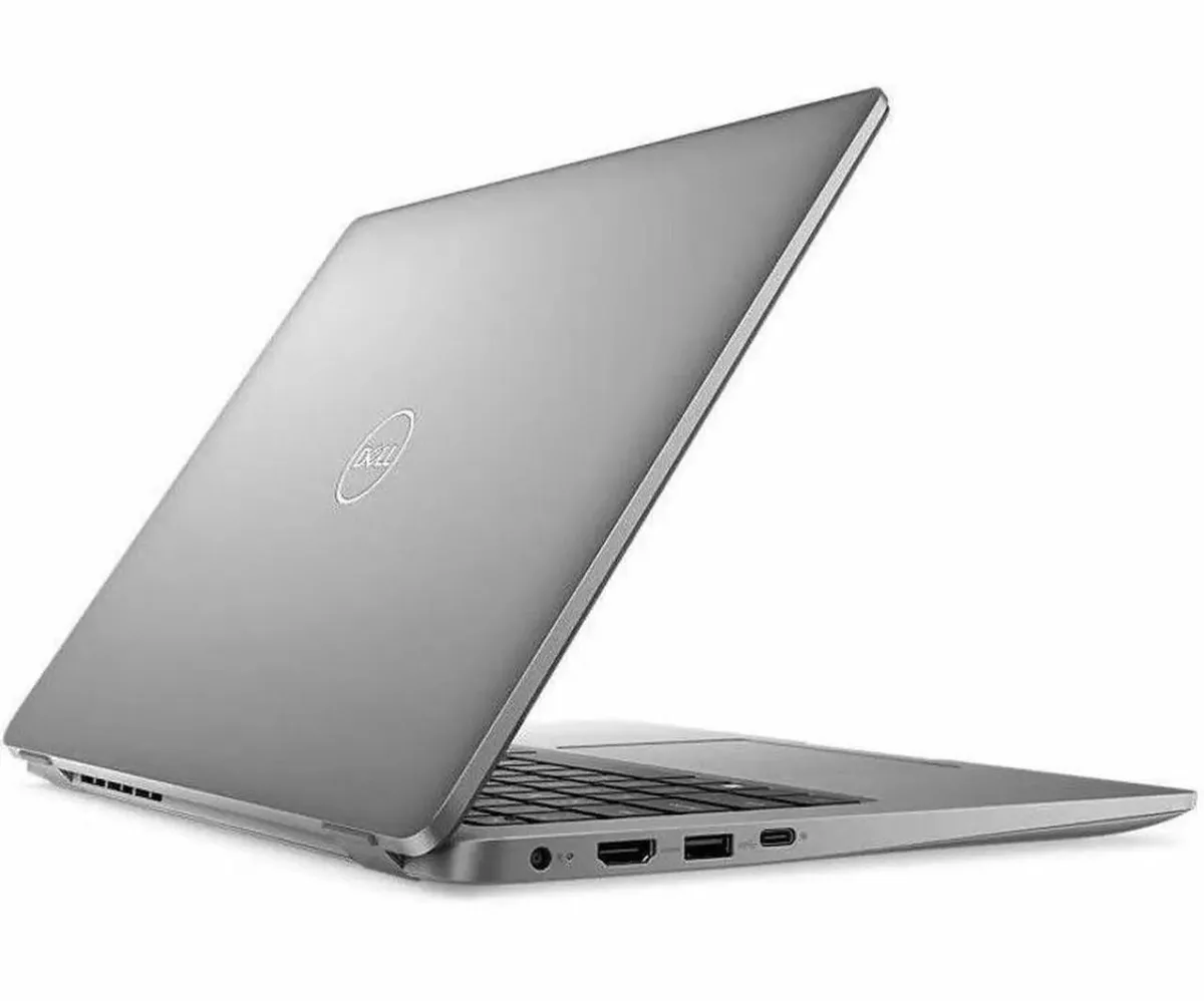 Silver 13.3 inch laptop with matte screen closed on flat surface