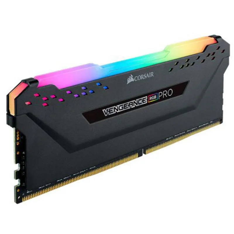 Two black anodized aluminium DDR4 sticks with 10 RGB LEDs each
