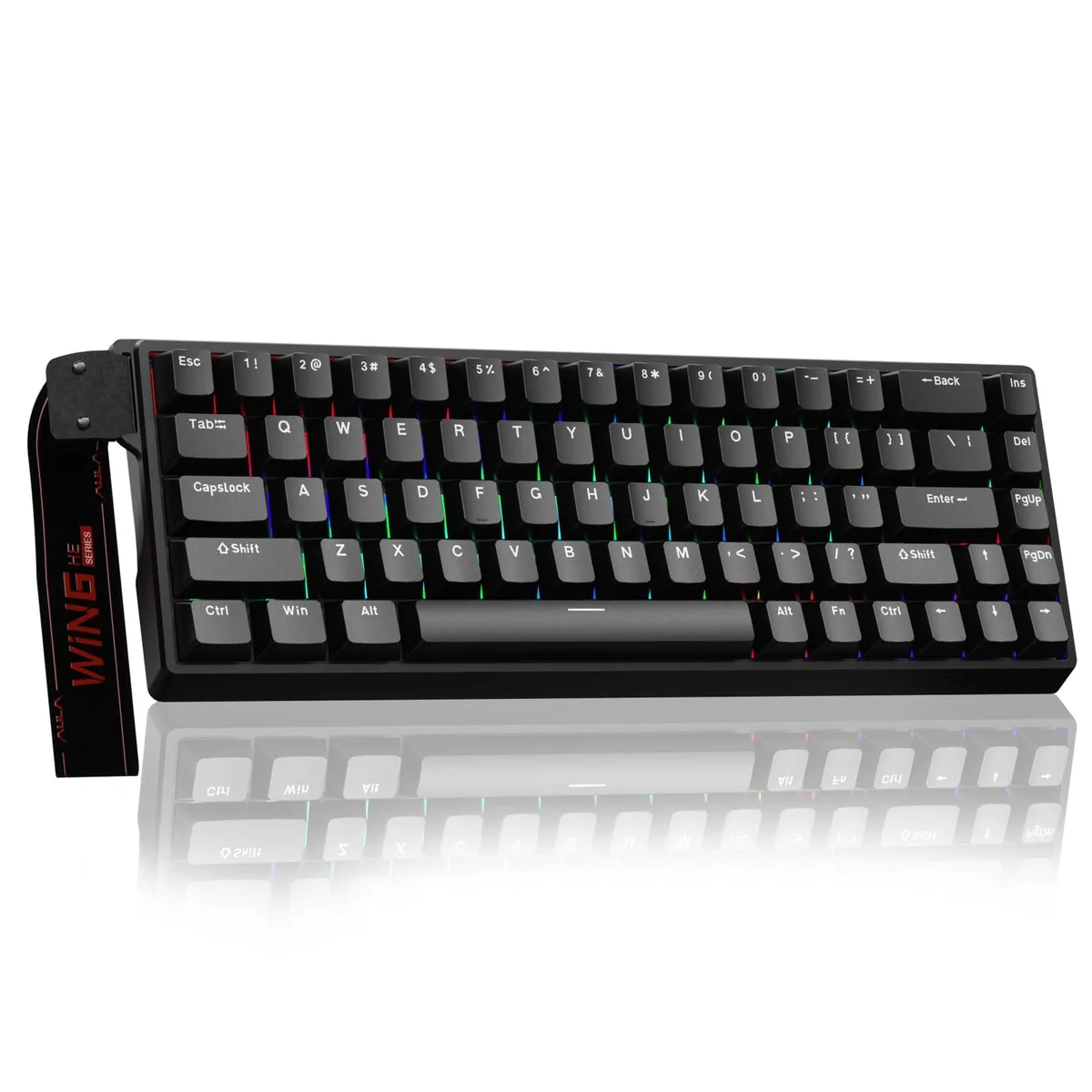 Black compact 60 percent Hall Effect magnetic switch keyboard with RGB lighting