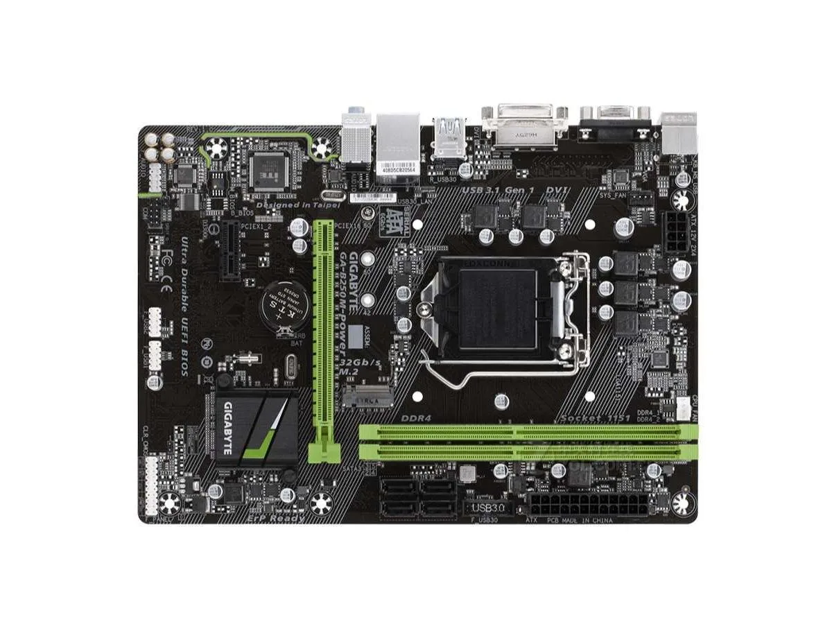 Green micro-ATX board with LGA 1151 socket and two DDR4 slots