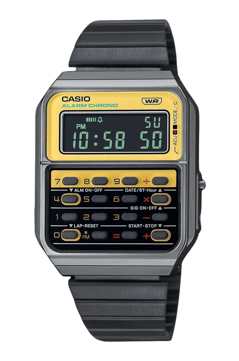 CASIO CASIO CA-500WEGG-9B Yellow Black Dial Calculator Watch 34.40 mm — product photo