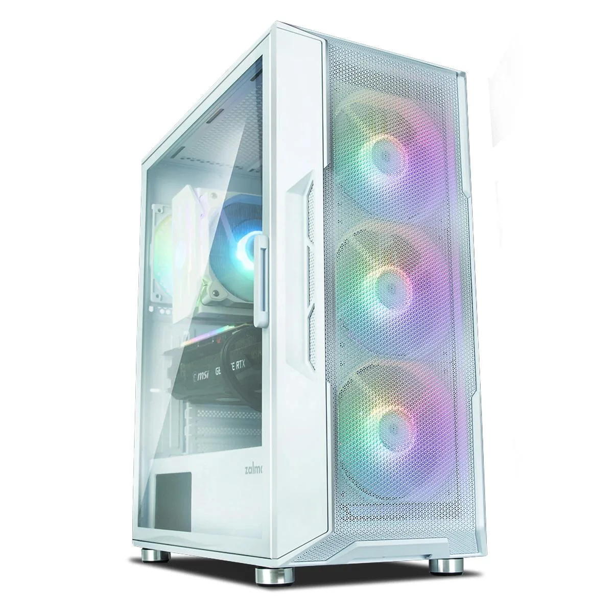 Zalman Zalman i3 NEO ATX Mid-Tower PC Case White 4 x 120mm RGB Fans Mesh Front Tempered Glass Side — product photo