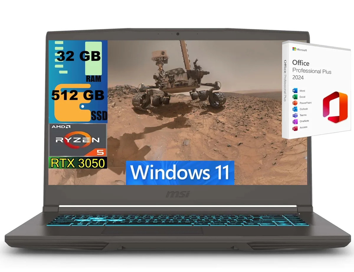 Black gaming laptop, fifteen point six inch screen, thin profile, matte finish
