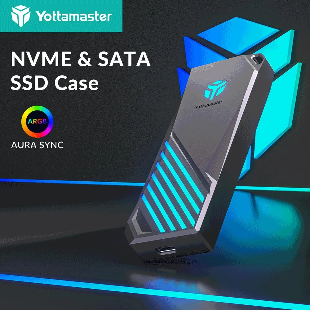 Yottamaster Yottamaster RGB M.2 NVMe/SATA SSD Enclosure 10Gbps — product photo