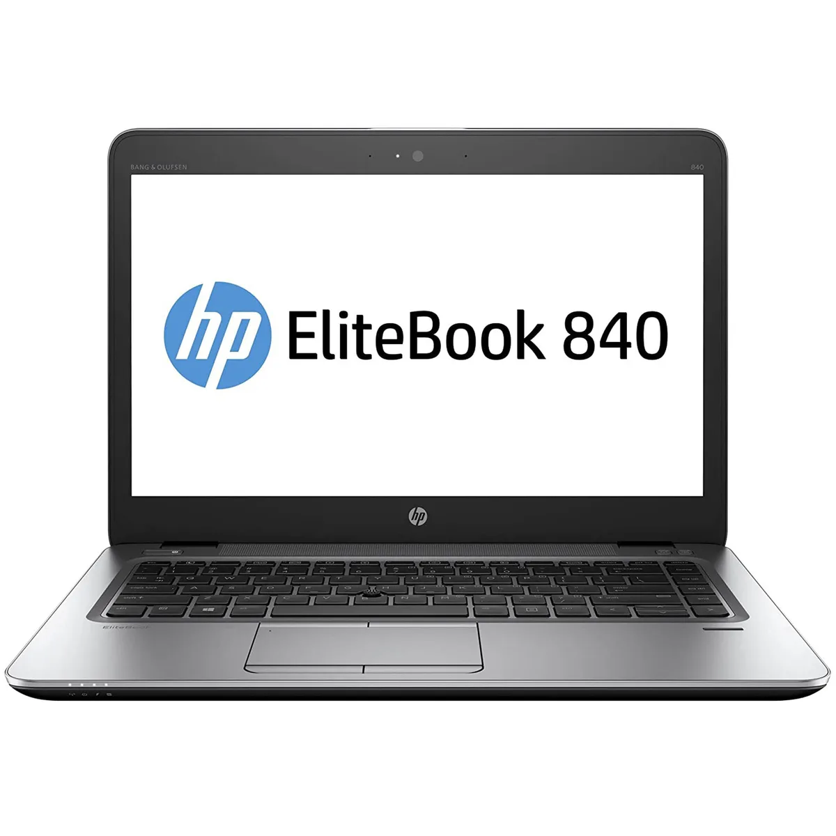 Black 14 inch laptop with matte finish closed on a plain background