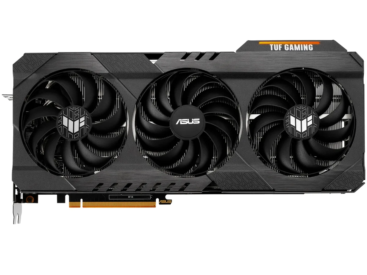 ASUS TUF Gaming Radeon RX 6800 graphics card with triple fans and metal backplate