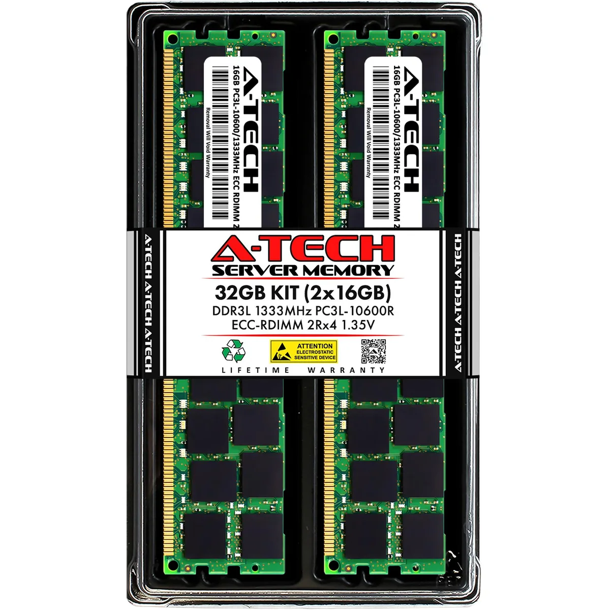 A-Tech A-Tech 32GB (2x16GB) DDR3L 1333 ECC RDIMM 2Rx4 1.35V Server RAM — product photo