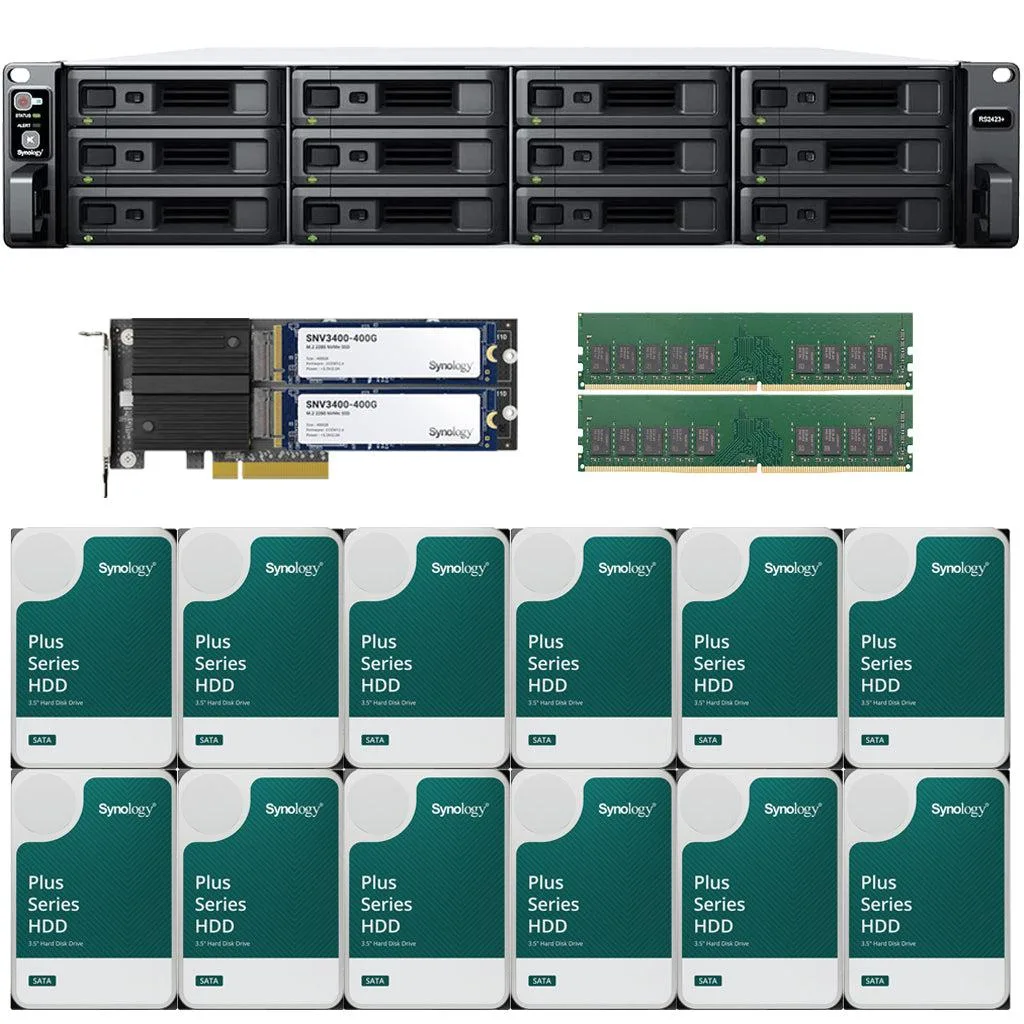 Synology Inc. Synology RS2423+ 12-Bay Rackmount NAS 16GB 48TB Plus Series 800GB Cache — product photo