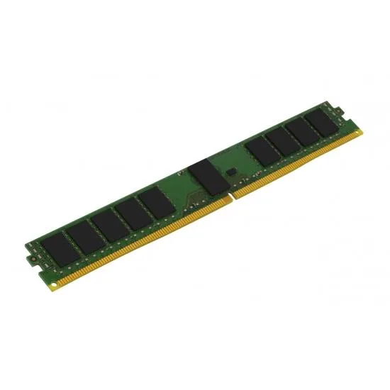 Green 288-pin DDR4 VLP DIMM, 5.3 inches long, 0.7 inches tall, nine black chips on each side