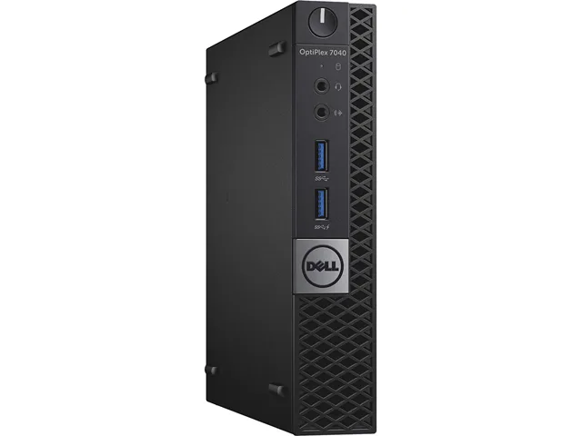 Small black and silver micro desktop computer