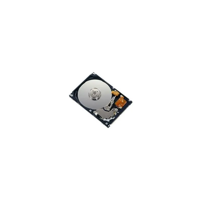Silver rectangular 2.5 inch hard drive with label and circuit board visible