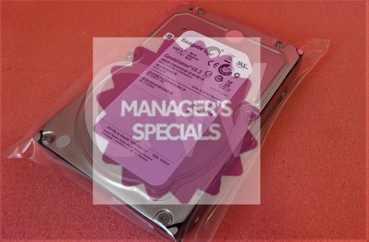 Silver 3.5 inch SAS hard drive with label showing model and capacity
