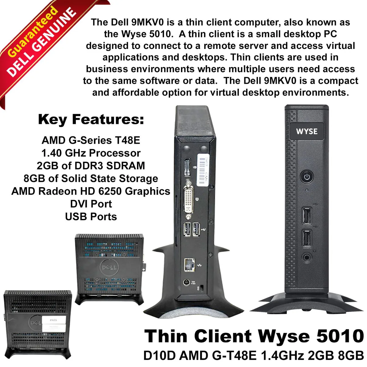 Compact thin client unit in matte black finish with front ports and ventilation slots