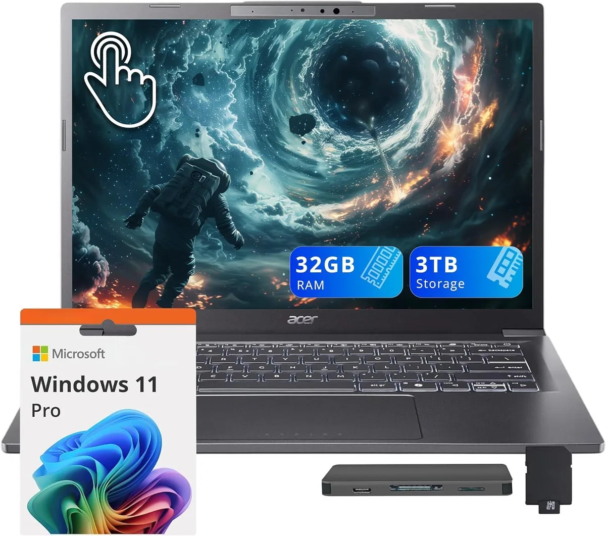 Acer America Acer Aspire 14 AI business laptop Intel Core Ultra 9 288V 32GB 2TB 14" WUXGA touchscreen Steel Gray — ภาพสินค้า
