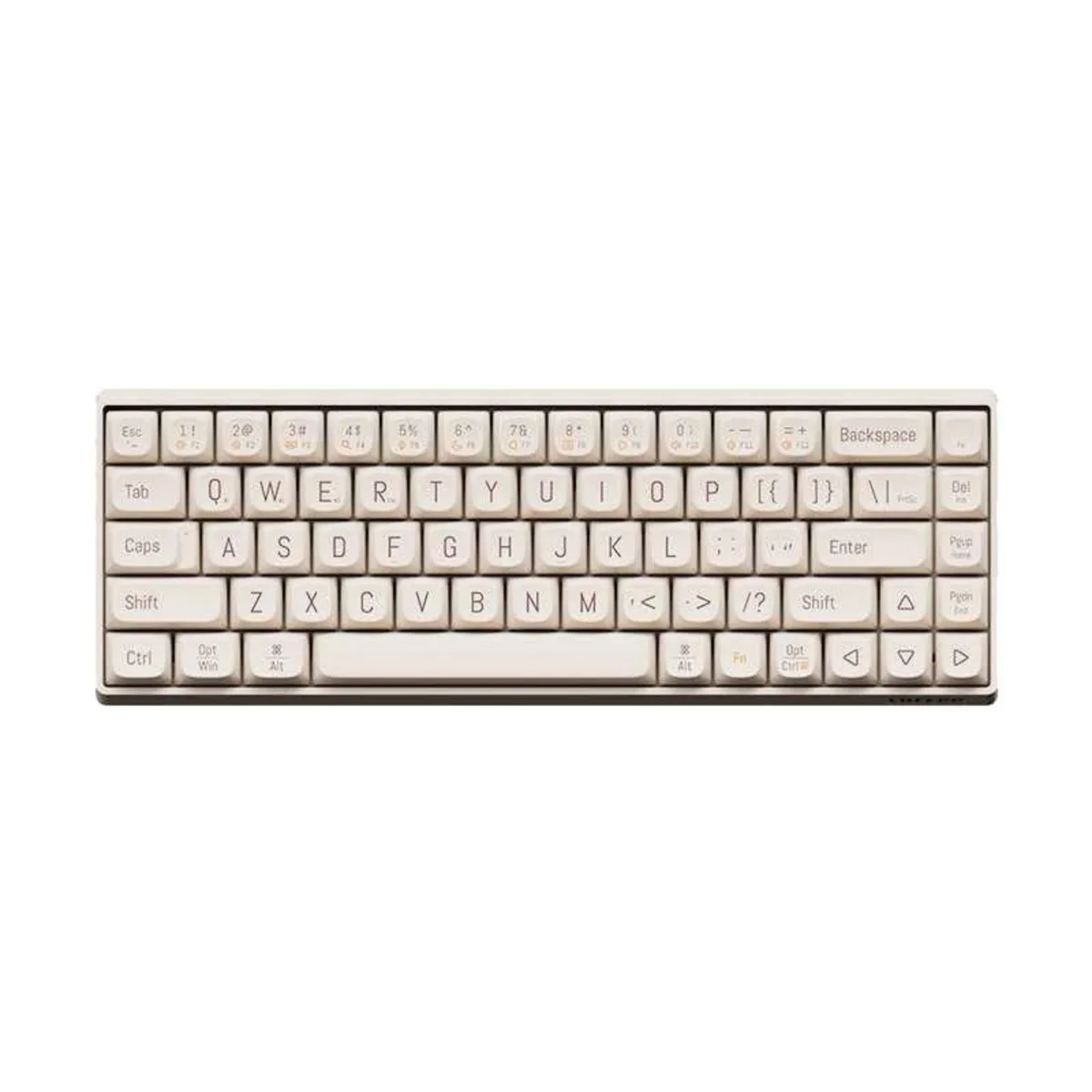Compact 68-key wireless mechanical keyboard in white with PBT keycaps and low-profile curved design