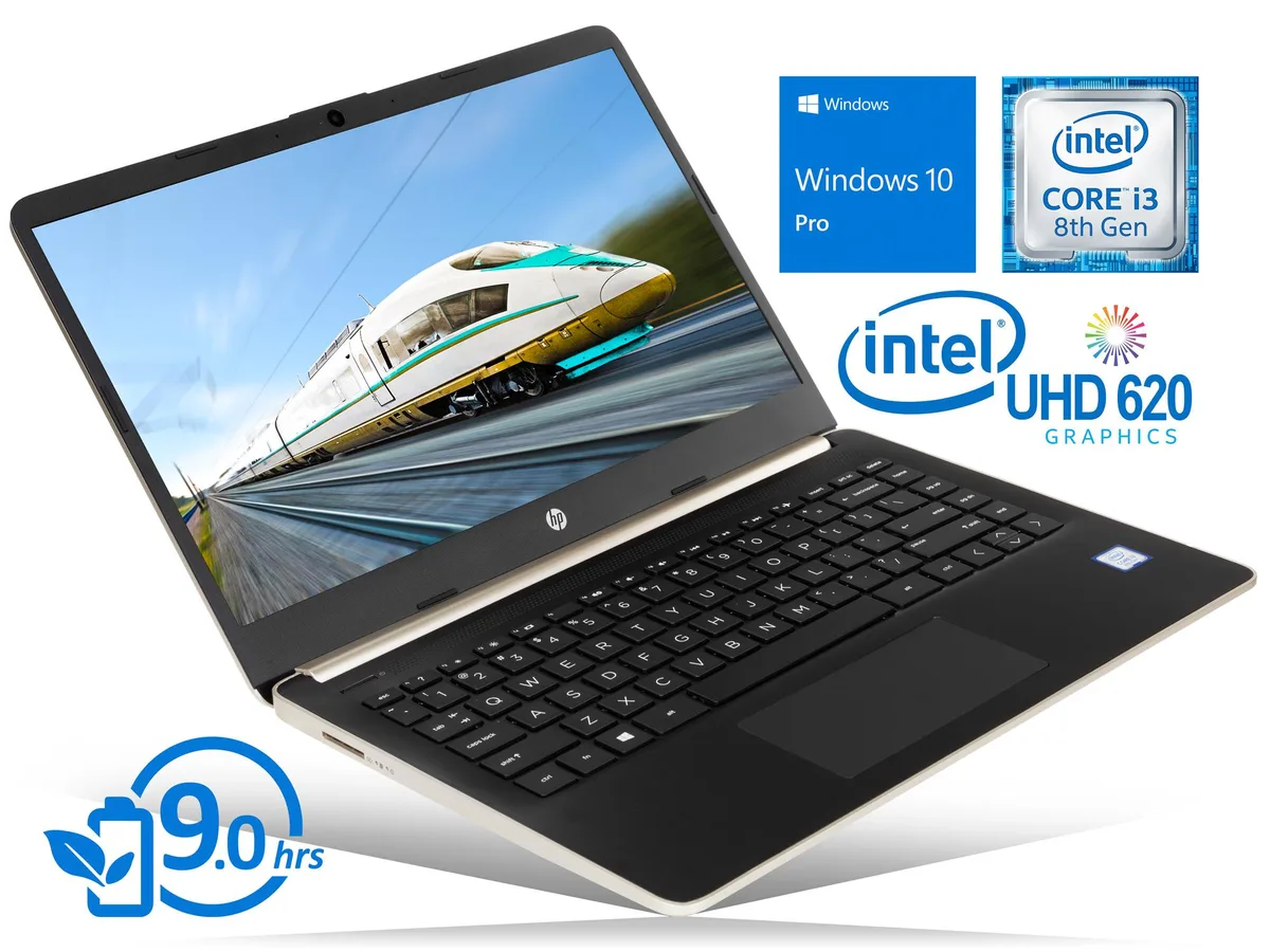 Black HP 14 inch notebook with HD touchscreen display