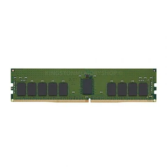 Green circuit board with black memory chips, gold edge connectors, no heat spreader